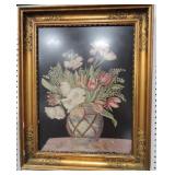 Needle point floral picture Needle point floral picture