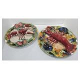 Portugal Palissy style majolica lot of 2 Portugal Palissy style majolica lot of 2