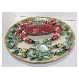 Portugal Palissy style majolica crab plate 11 1/2" Portugal Palissy style majolica crab plate 11 1/2"
