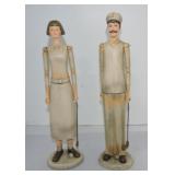 Pair of wood golfer figures, 14 1/2" Pair of wood golfer figures, 14 1/2"