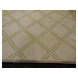 Antique quilt, 91"x80", staining, wear Antique quilt, 91"x80", staining, wear