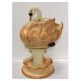 Swan jardiniere and pedestal, repair to base Swan jardiniere and pedestal, repair to base