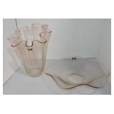Alicja Polland lot of 2 pink glass pieces, Alicja Polland lot of 2 pink glass pieces,