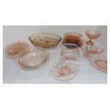 Pink depression glass lot of 17 pieces Pink depression glass lot of 17 pieces