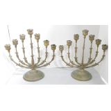 Brass pair of 7 lite candle holders Brass pair of 7 lite candle holders