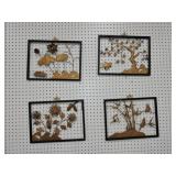 Set of 4 Oriental wall sculptures, 12"x16" Set of 4 Oriental wall sculptures, 12"x16"