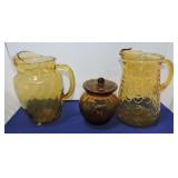 Amber glass lot of 3 pieces Amber glass lot of 3 pieces