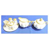 Bavarian cream, sugar, and 5 pc condiment set Bavarian cream, sugar, and 5 pc condiment set