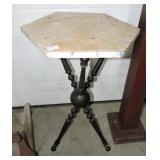 Stick and ball lamp table with faux marble top Stick and ball lamp table with faux marble top
