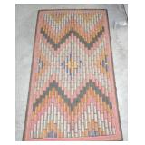 Hooked rug, 68"x40", some wear Hooked rug, 68"x40", some wear