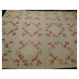 Antique quilt, 88"x64", wear, staining Antique quilt, 88"x64", wear, staining