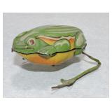 Japan tin lithograph frog wind up toy, 3 1/2"