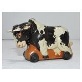 Tin lithograph toy cow, 3"
