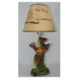 Roy Rogers chalkware lamp with shade