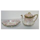 Nippon teapot and matched rolled edge bowl