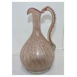 Murano ribbon glass ewer, 9"