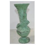 Spelter vase with Indian maiden and dog, 8 1/2"