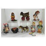 Lot of 8 tin lithograph wind up toys, various