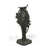 Art Nouveau spelter lamp base, 10 1/4"