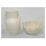 Rookwood bowl and vase, both with hairlines