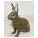 Cast iron rabbit still bank, 5"