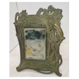 Cast iron Art Nouveau lady beveled glass