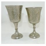 Pair of silver gilted wine goblets