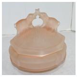Pink depression glass elephant dresser jar