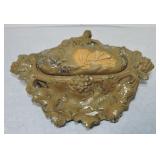 English molded inkwell/desk stand with