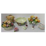 Lot of porcelain and pottery flower formed