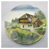Zell majolica scenic plaque, 13"