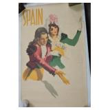 Spain travel poster circa 1950, tattered edge,