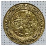 Brass scenic embossed tray, 25"