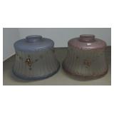 Pair of lamp shades with floral motif
