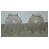 Lot of 2 etched lamp shades