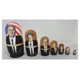 Nesting 7 piece doll of US Presidents from