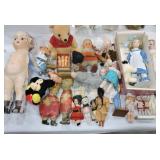 Large lot of dolls and stuffed animals
