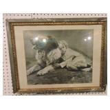 Girl with dog print, losses to frame, 21"x27"