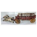 Cast iron horse drawn fire truck