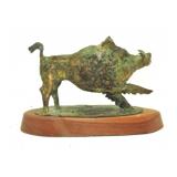 Bronze sculpture of a wild boar signed Bill Lett,