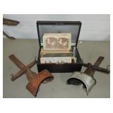 Lot of 2 stereoviewers and box of cards, various