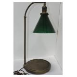 Lamp with green cased glass shade
