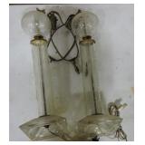 Pair of etched crystal lamps, various condition