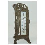 Art Nouveau thermometer with lady, 9 1/2"