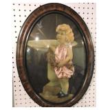 Girl with bird and bird bath picture, 22"x17"