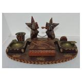 Wooden hand carved smoking set with