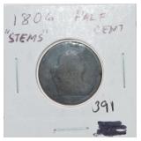1806 half cent, stems