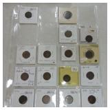 Lot of 16 Indian cents 1868-80