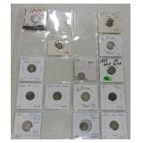 Lot of 14 Liberty seated half dimes 1849-70