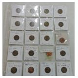 Lot of 20 Lincoln cents error coins, 1911-55